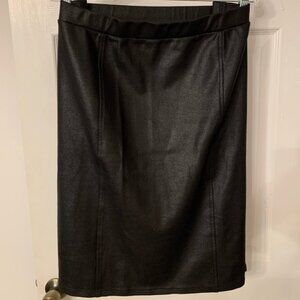 Polished faux suede like pencil skirt